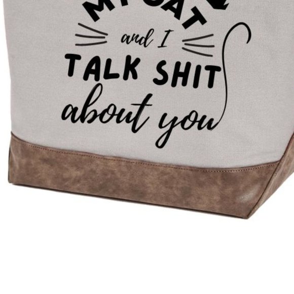 My cat and I quality canvas tote bag by Authentic pigment - Picture 3 of 5